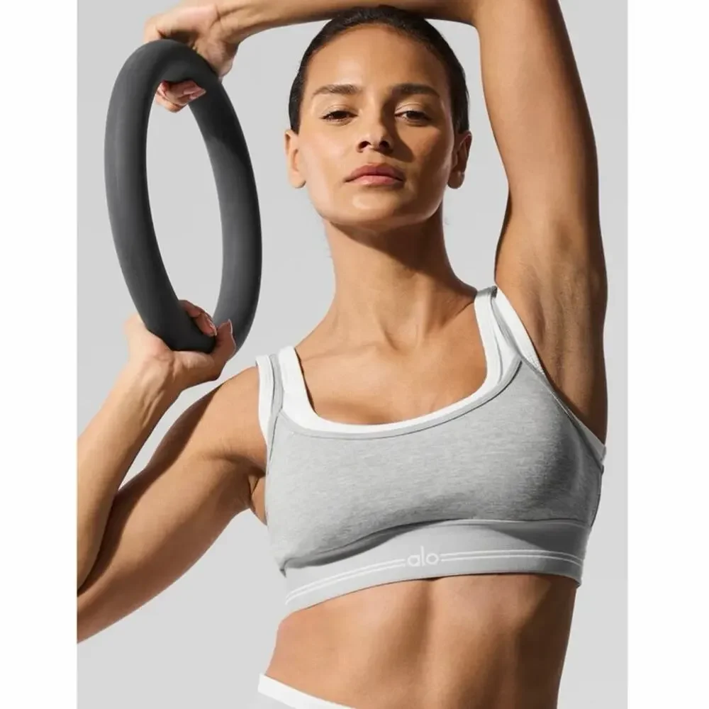 NWOT Alo Yoga Better Together Bra Heart Throb Shorts Set Gray XS S